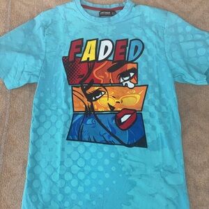 Nike Short Sleeve Graphic Tee in Aqua with Multicolor Pop-Art Print